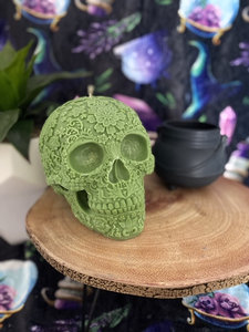 Champagne & Strawberries Giant Sugar Skull Candle