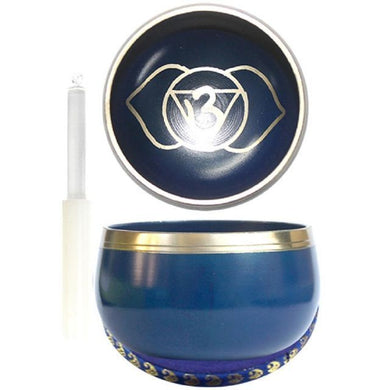 Chakra Singing Bowl with Cushion and Stick  7.5cm Navy Blue