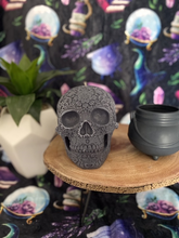 Load image into Gallery viewer, Aronia Berry &amp; Hempseed Giant Sugar Skull Candle