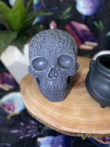 Black Cherry Giant Sugar Skull Candle