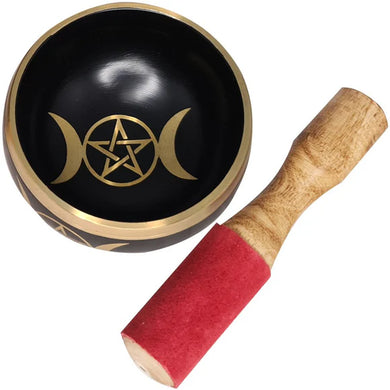 Brass Singing Bowl - Triple Moon Pentacle 11cm