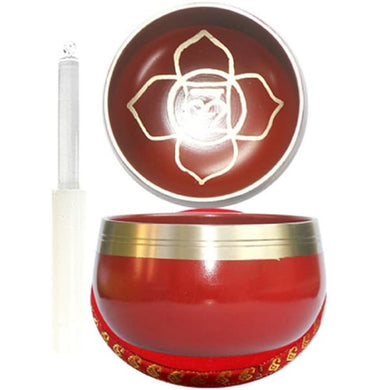 Chakra Singing Bowl with Cushion and Stick  7.5cm Red