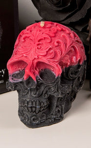 Hot Jam Doughnut Filigree Skull Candle