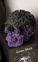 Load image into Gallery viewer, Galactic Skies Filigree Skull Candle