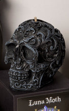 Load image into Gallery viewer, Clove &amp; Sandalwood Filigree Skull Candle