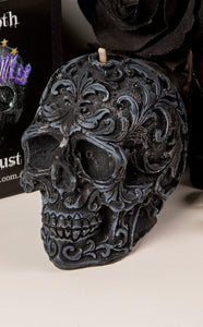 Black Cherry Filigree Skull Candle