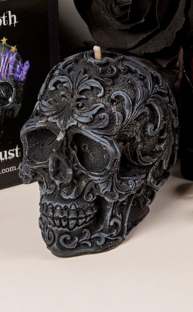 Fresh Coffee Filigree Skull Candle