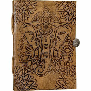 Elephant with Button Leather Journal 12.7 X 17.7CM