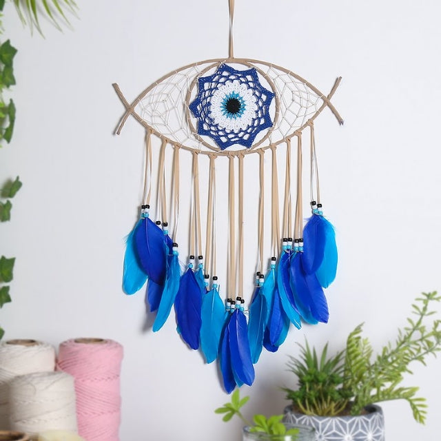 Dreamcatcher Evil Eye Cream Blue 36cm