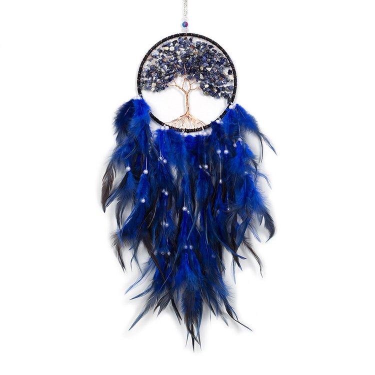 Dreamcatcher Gemstone Tree of Life Deep Blue 16cm