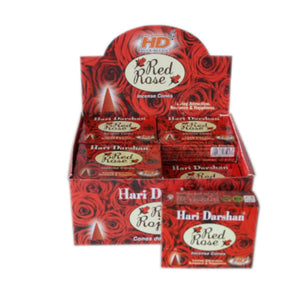 Incense Hari Darshan Cones Red Rose 10 Pce