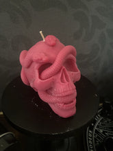 Load image into Gallery viewer, Champagne &amp; Strawberries Medusa Snake Skull Candle