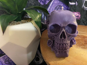 Amethyst Rose Skull Candle