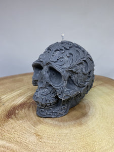 Rose Victorian Filigree Skull Candle