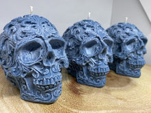 Load image into Gallery viewer, Moon Child Filigree Skull Candle