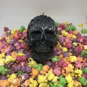 Frootloops Filigree Skull Candle