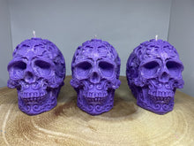 Load image into Gallery viewer, French Lavender Filigree Skull Candle