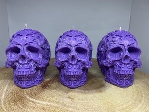 Japanese Honeysuckle Filigree Skull Candle