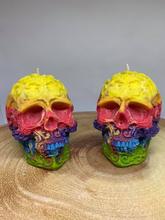 Load image into Gallery viewer, Japanese Honeysuckle Filigree Skull Candle