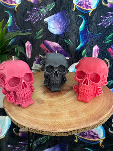 Juicy Watermelon Rose Skull Candle