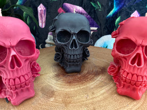 French Vanilla Bourbon Rose Skull Candle