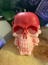 Load image into Gallery viewer, Rainbow Sherbet Rose Skull Candle