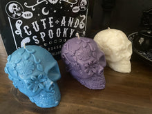 Load image into Gallery viewer, Lime, Basil &amp; Mandarin Day of Dead Skull Candle