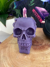 Load image into Gallery viewer, Amethyst Steam Punk Skull Candle