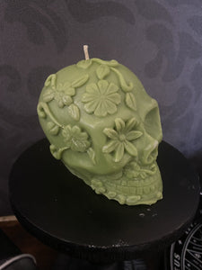 Champagne & Strawberries Day of Dead Skull Candle