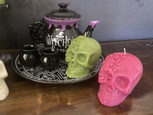 Hot Jam Doughnut Day of Dead Skull Candle