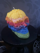 Load image into Gallery viewer, Champagne &amp; Strawberries Day of Dead Skull Candle