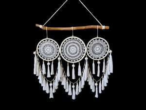 Large Boho Driftwood Triple Macrame Dreamcatcher 85cm