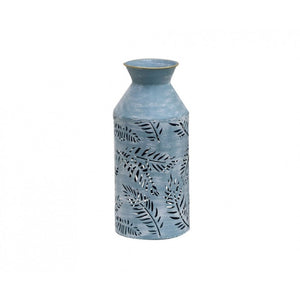 Tin Vase Decor Leaf Cut Small