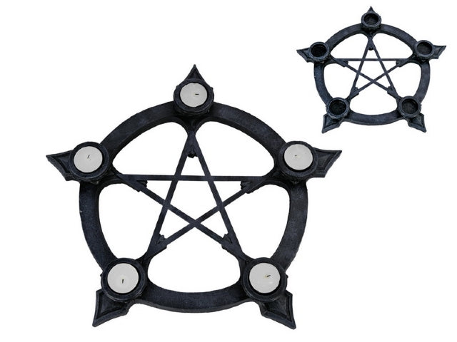 Tealight Holder Pentacle Black