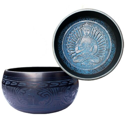 Sing Bowl Aluminum Buddah Blessing Blue